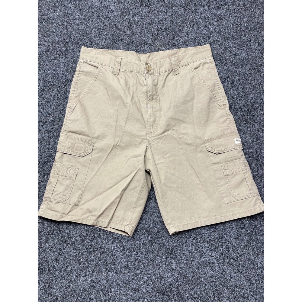 Wrangler Mens Tan Khaki Ripstop Cargo Shorts Size 34 Utility Outdoor